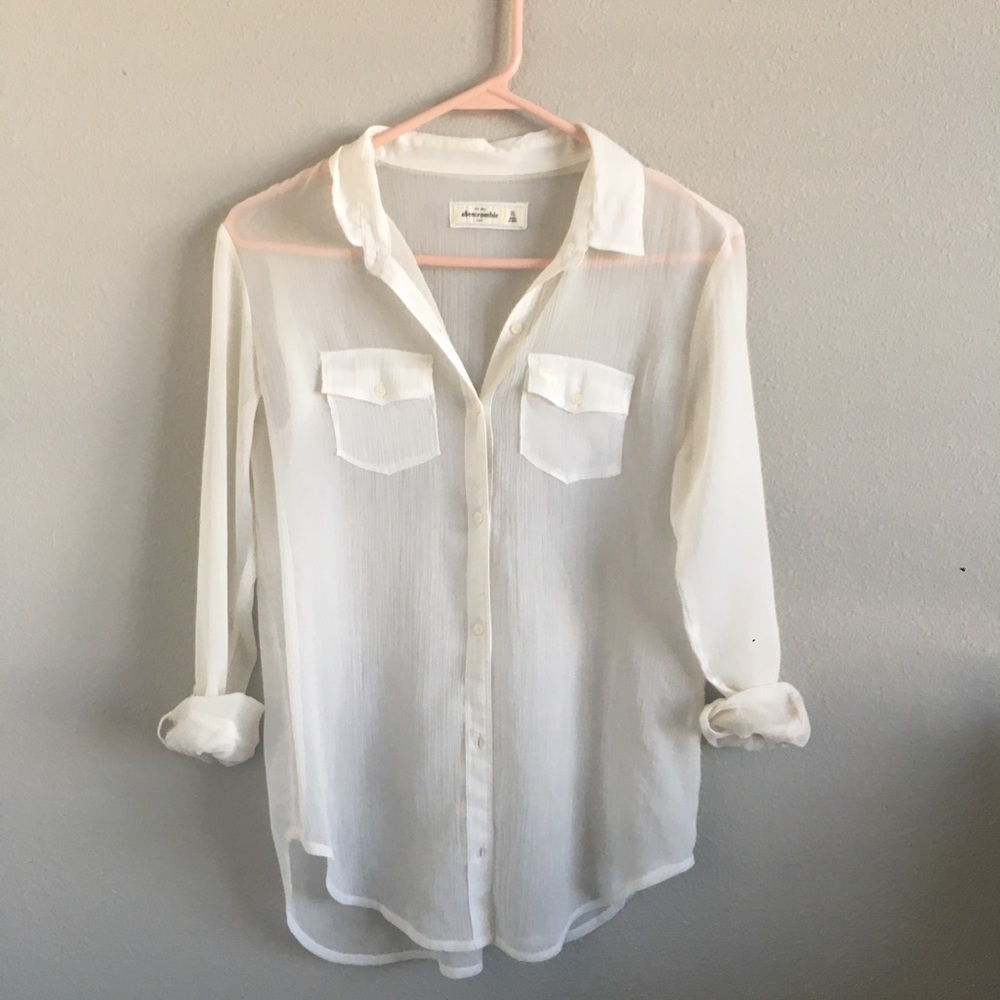 A&F Abercrombie Kids Sheer Button Down Blouse